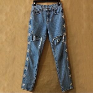 LF | CARMAR Alexander Ezra Rhinestone Star Side Stripe Distressed Jeans Size 24